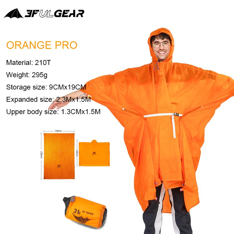 3F UL GEAR 3 in 1 Ultralight Hiking Cycling Raincoat Outdoor Awning Camping Mini Tarp Sun Shelter Poncho 15D Nylon Rain Jacket