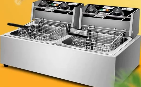 Commercial large-capacity single-cylinder and double-cylinder deep fryer, for frying french fries and chicken, electric fryer