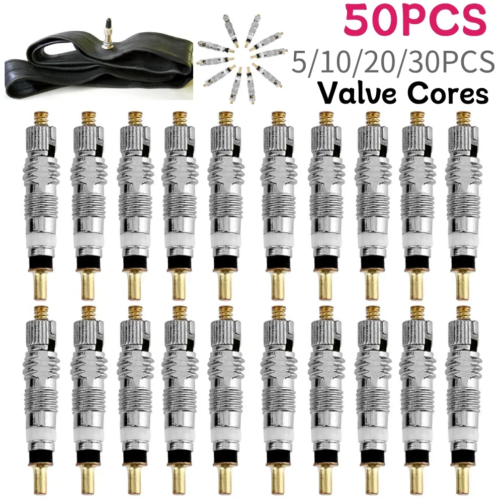 

50-5pcs Bike Valve Core Universal Bicycle Tyre Bike Replacement Tubeless Core with Valve Core Remover Tool Supplies