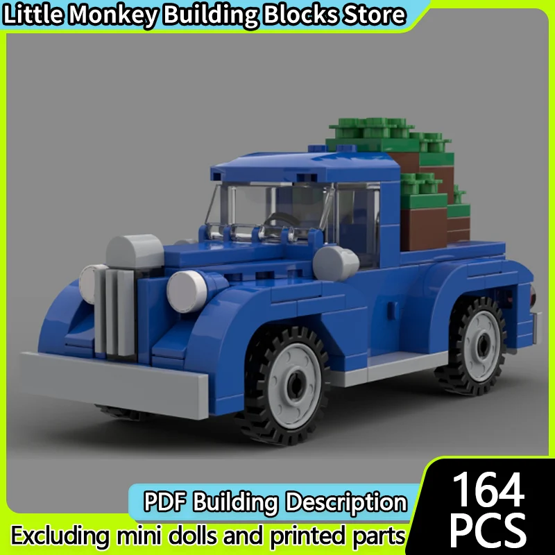 

City Car Model MOC Building Bricks Classic Little Blue Truck Modular Technology Children Holiday Gifts Assemble Toys Suit