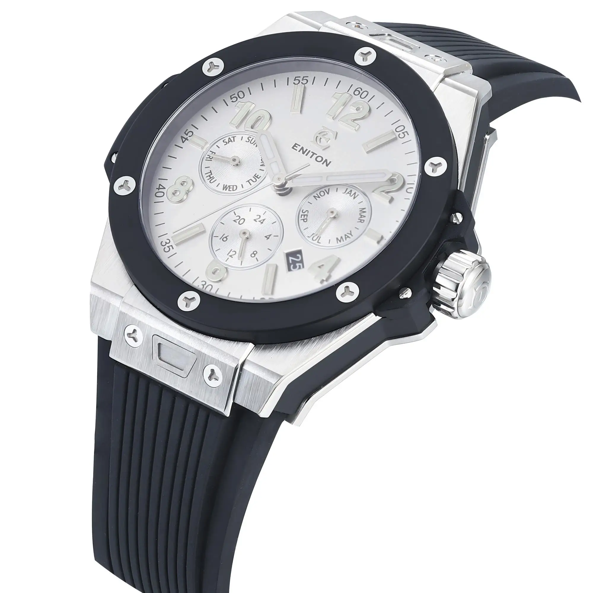 

ENITON Mechanical Watches Fluororubber Band FKM Stainless Steel 316L 9120 Movement Automatic Sapphire Crystal Luminous Watch