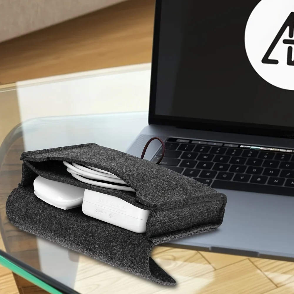 Digital Storage Bag Thick Felt Shockproof Organizer Anti Dust Anti Scratch Portable Pouch for Earphone Office Accessory Storage