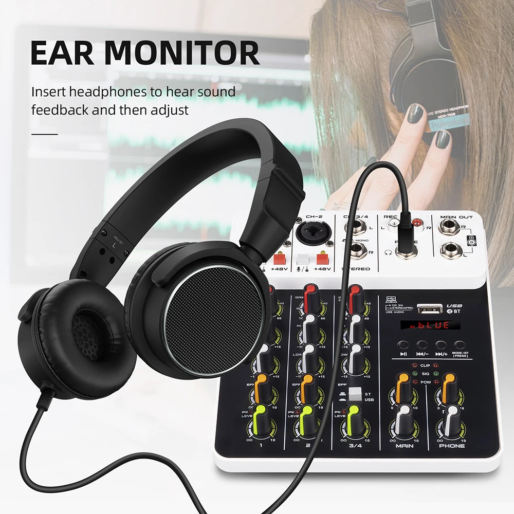 Studio V4 Audio Mixer Dual Inputs - 10Hz-70KHz Response, 120dB SNR, +60dB Gain, Low Noise, Balanced Outputs for Recording & DJ