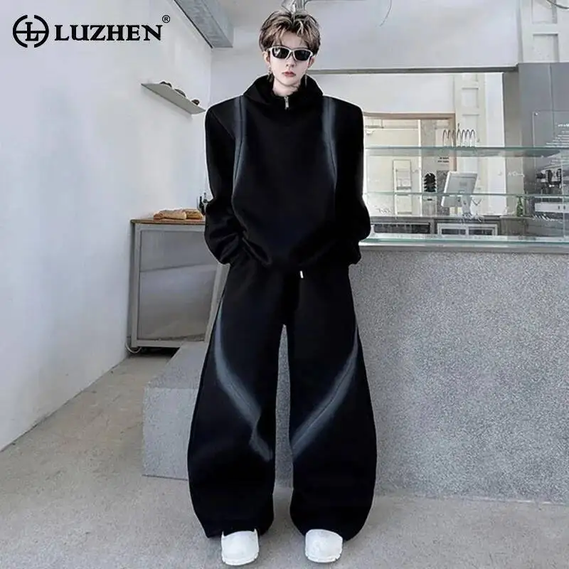 

LUZHEN New Fashion Men's Handsome Street 2025 Two-piece Sets Original Tie-dyed Stripe Hoodies Pullover Loose Casual Pants JY7055