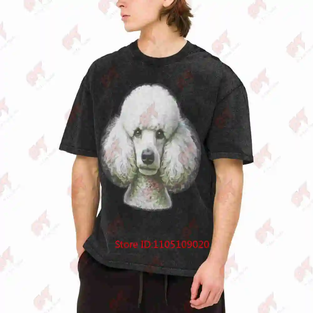 Poodle Dog Face Vintage Washed Tee Pure Cotton T-Shirt
