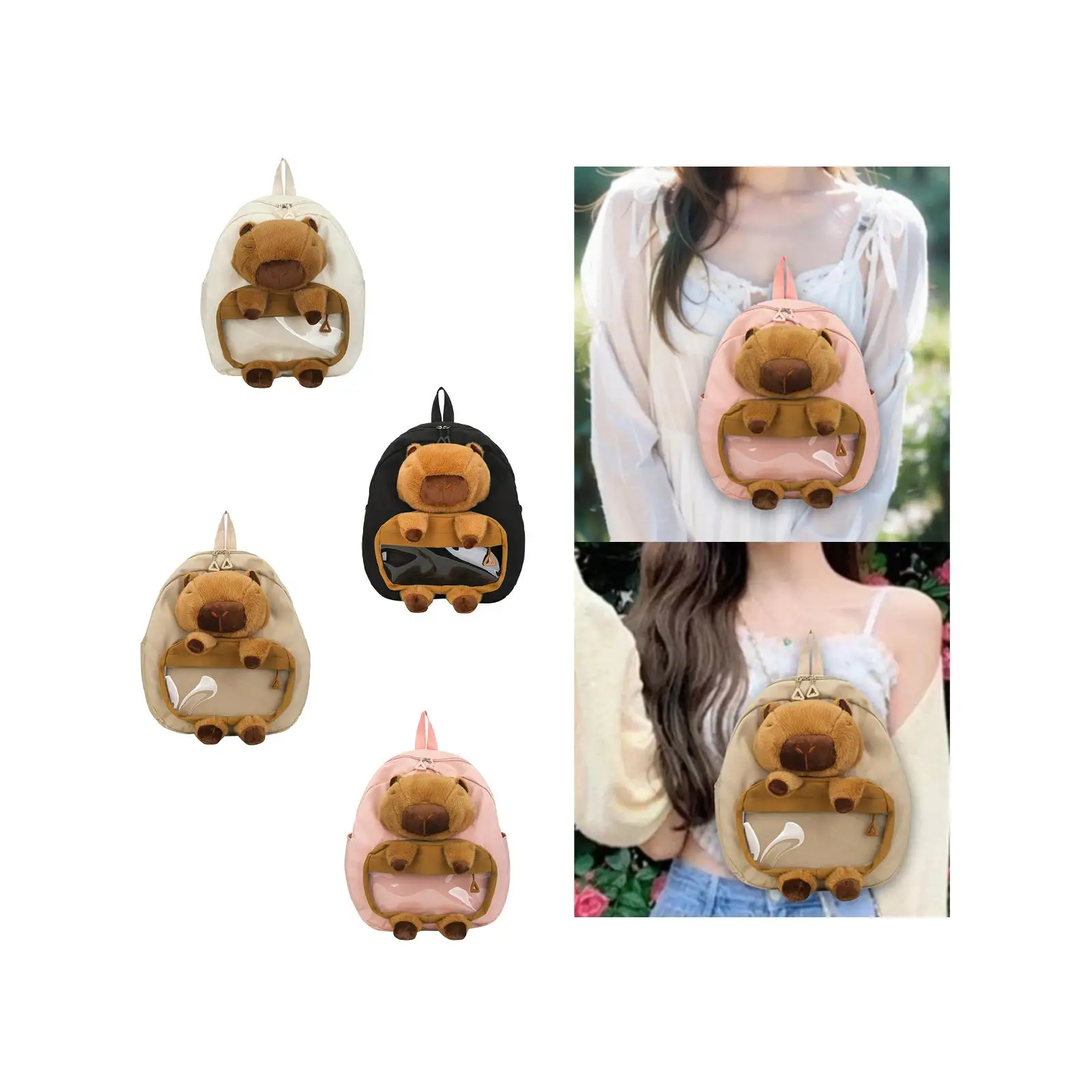 Capybara Backpack Adjustable Shoulder Straps with Smooth Zipper Stuffed Animal Bag for Trips Women Men Adults Anniversaries Kids