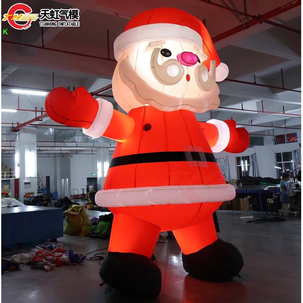 Fast Ship 4m Outdoor Decoration Inflatables Santa Claus with LED Lighting Christmas lighted Inflatable Santa Old Man Cartoon for