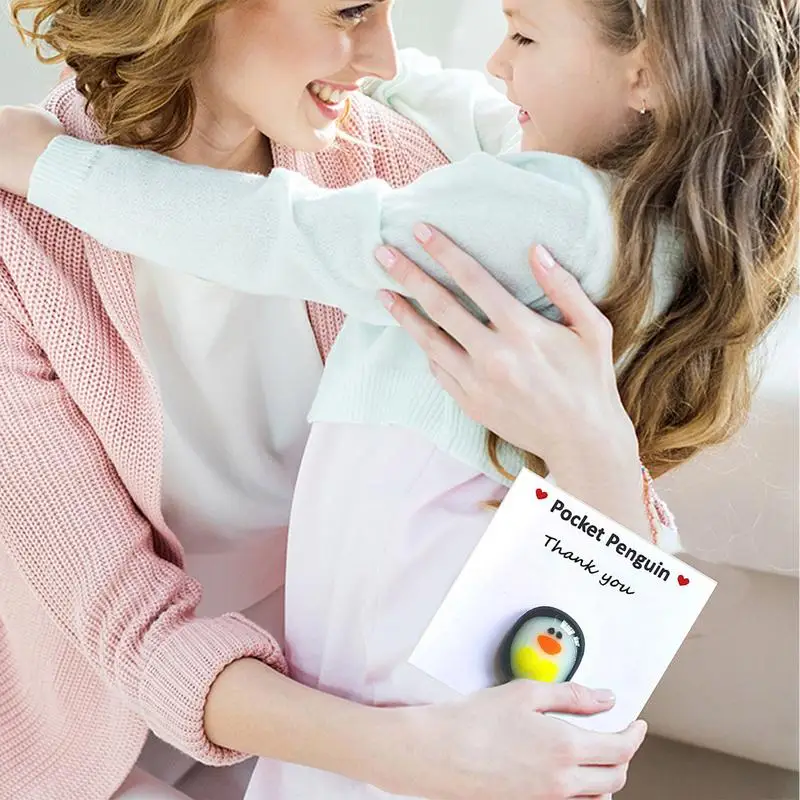 Mini Pocket Penguin Hug Decorações, Decorações animais amigáveis para Valentim