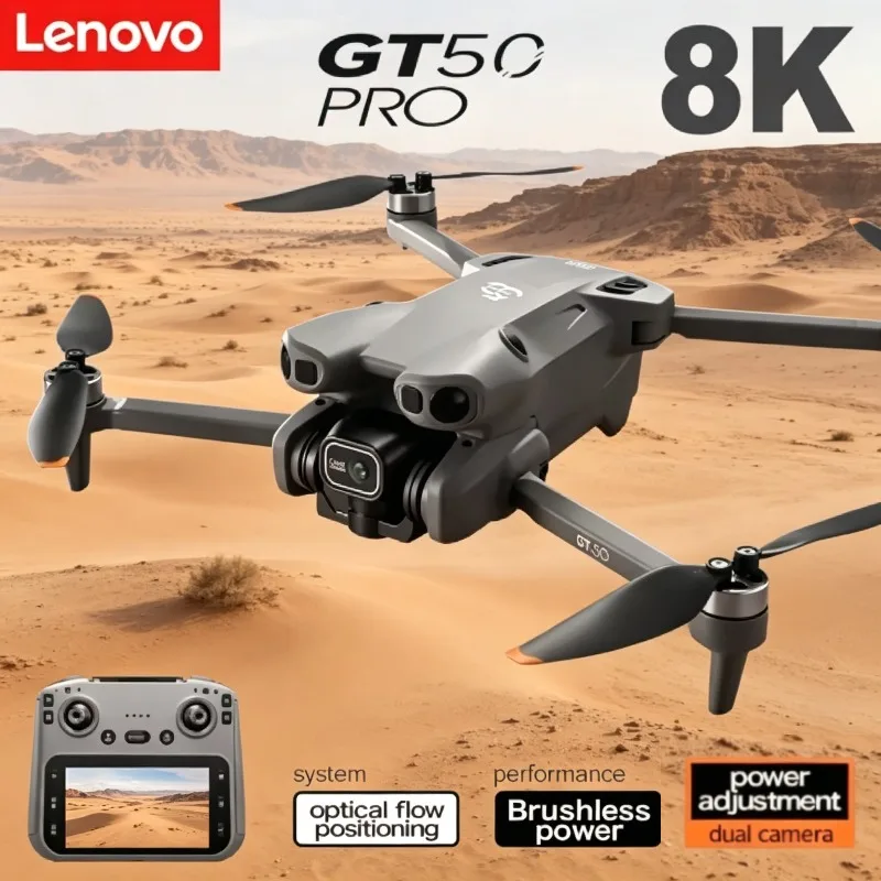 

Toy Quadcopter Foldable Obstacle Avoidance Brushless Motors RC screen Photoable With Camer Dual HD 8K Drone GT50 Original Lenovo