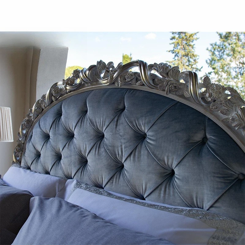 French neoclassical bed, European solid wood carvings, furniture
