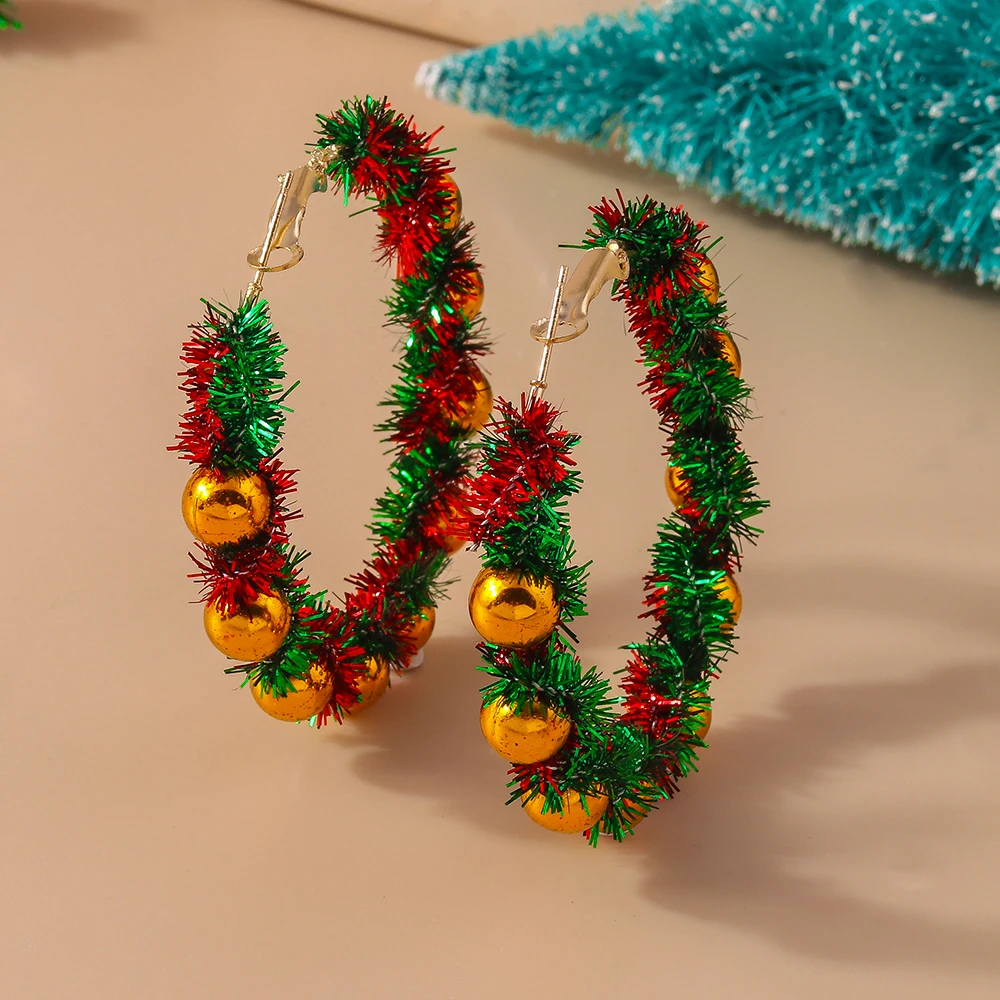 Leslie Bestseller Weihnachtskranz-Ohrringe für Damen, modischer Weihnachtsschmuck, Geschenke zum Glücklichen Neujahr – Detail 6