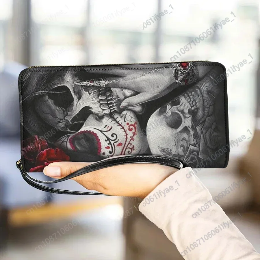 

Skull Beauty Rose Photo Custom Ladies Purse Painted Personalized Custom DIY mini Popular Personalized Custom Wallet Gift