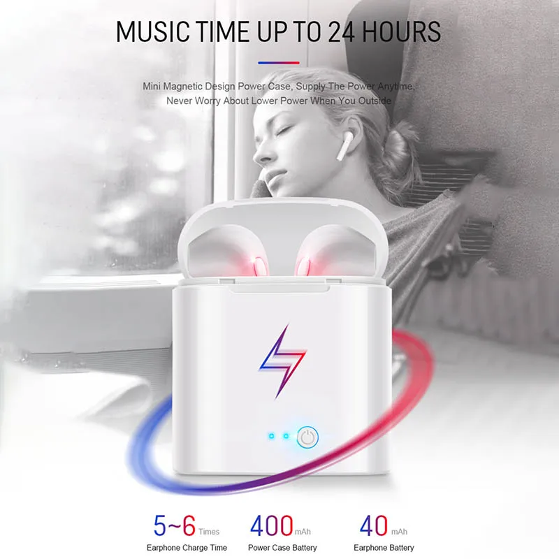 Mini Original I7S Bluetooth Earphone Wireless Headphones Earbuds Blutooth Handfree Headsets With Charging Box for Xiaomi phone image 2