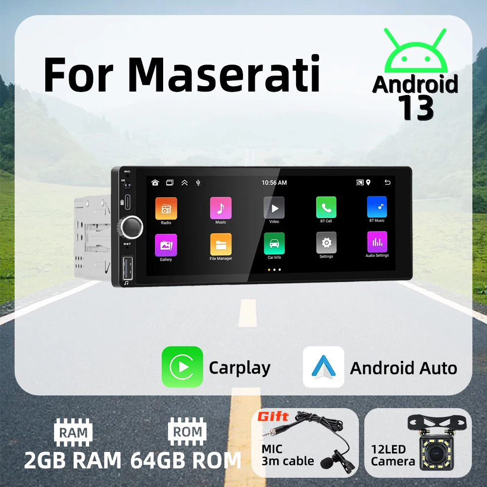 

Carplay Android Auto Android Car Multimedia 1 Din Radio for Maserati 6.86" Screen Stereo Head Unit Autoradio GPS Navigation WIFI