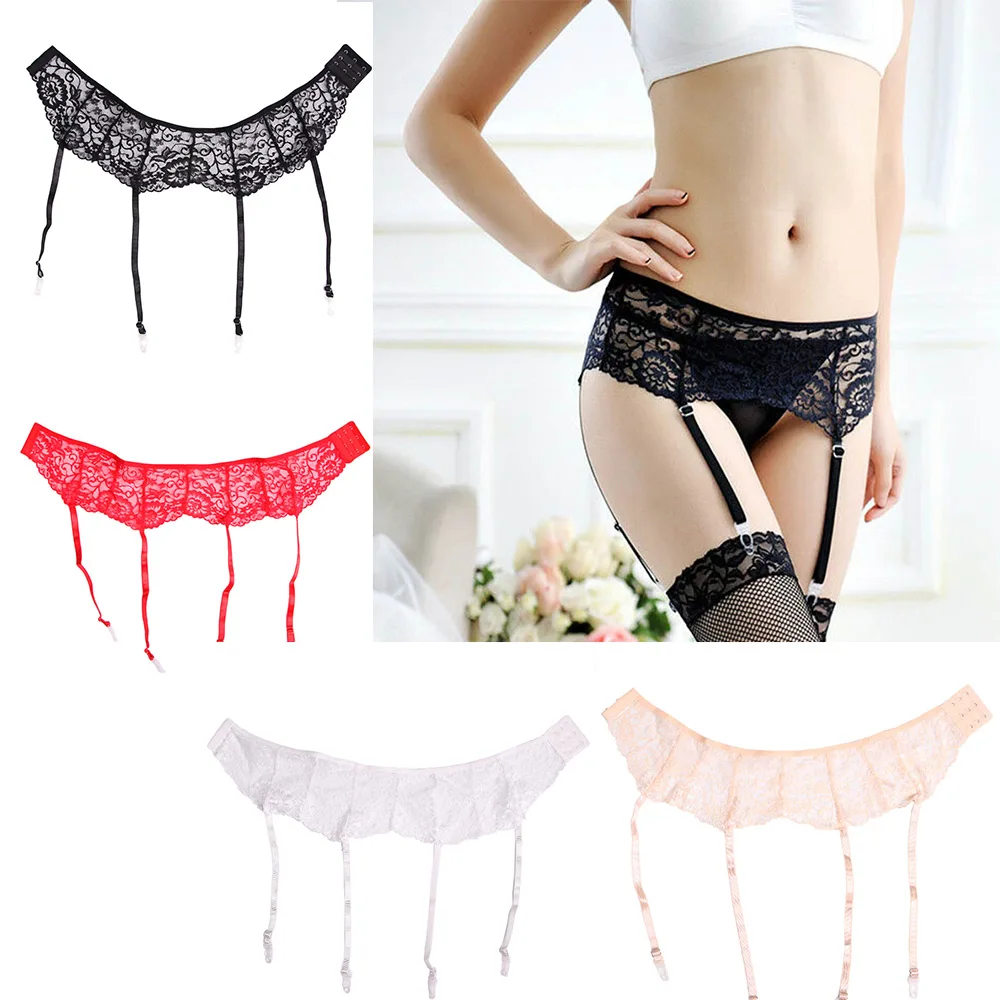 

Women Black Floral Garter Belt Sheer Lace Thigh-Highs Stockings Suspenders Garter Belt Lace Breathable Hosiery