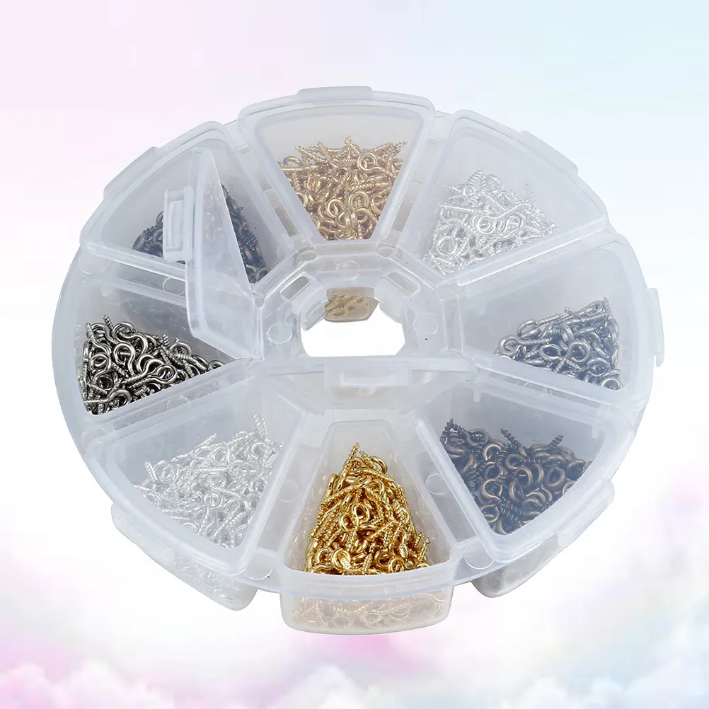 Screw Eye Rings Threaded Hooks Easy Use for Corked Bottle Charms Jewelry Making Mixed Color Screw Eye Bail Pins