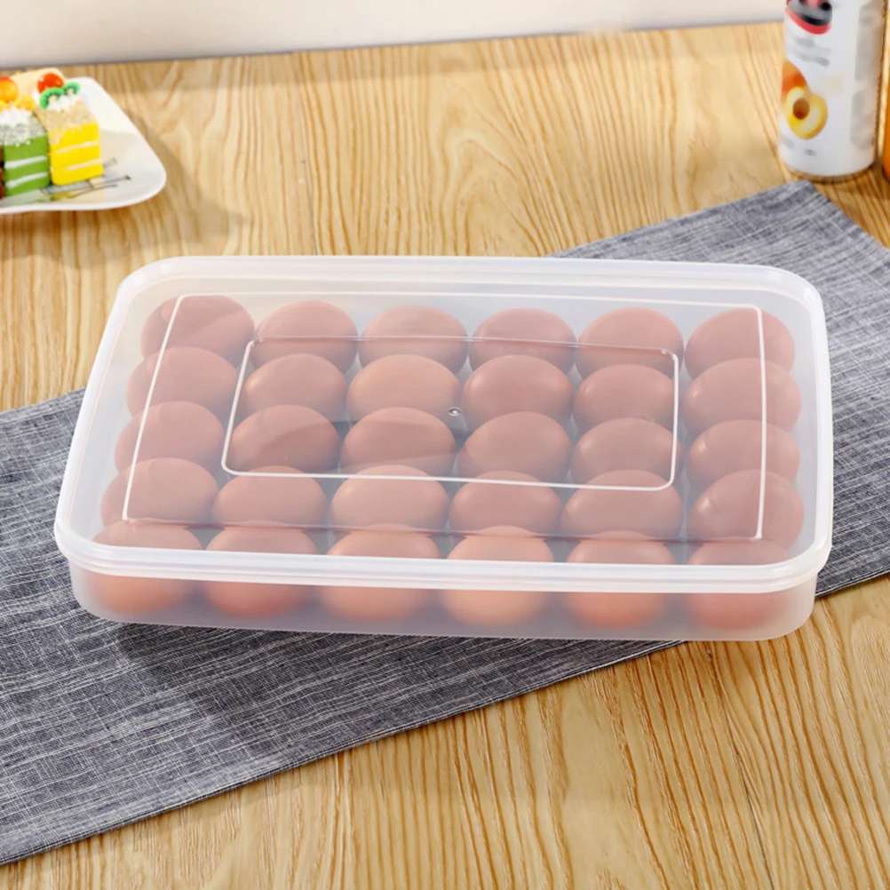 

30 Pcs Large Capacity Egg Holder Plastic Egg Storage Box Tray With Transparent Lid For Refrigerator