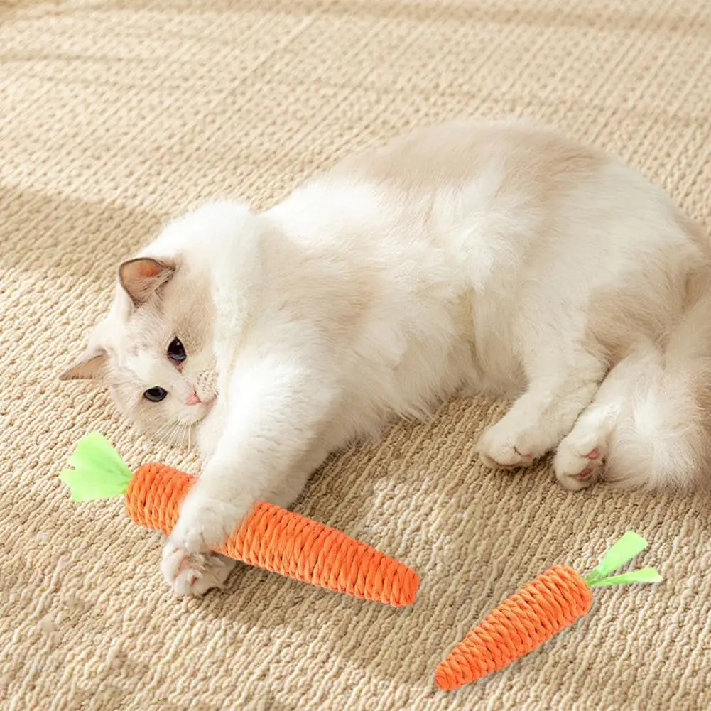 Fun Cat Teething Stick Toys With Sound Carrot Cuddle Toy Anti-Bite Scratch Pet Supplies For Interactive Entertainment Chew Toys