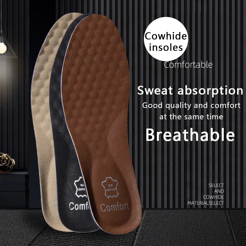 Leather Shoes Insoles Arch Support Orthopedic Insole for Feet Plantar Fasciitis Shoe Pads Shock-absorbing Cowhide Shoes Insole