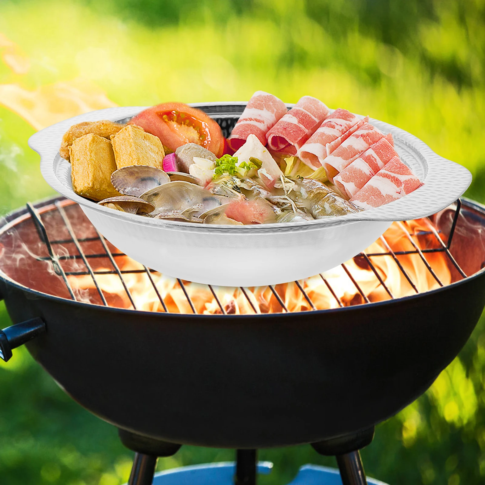 

Stainless Steel Sukiyaki Hot Pot Japanese Style Soup Seafood Cooking Pot Multi-Purpose Kitchenware No Divider Fast Heating