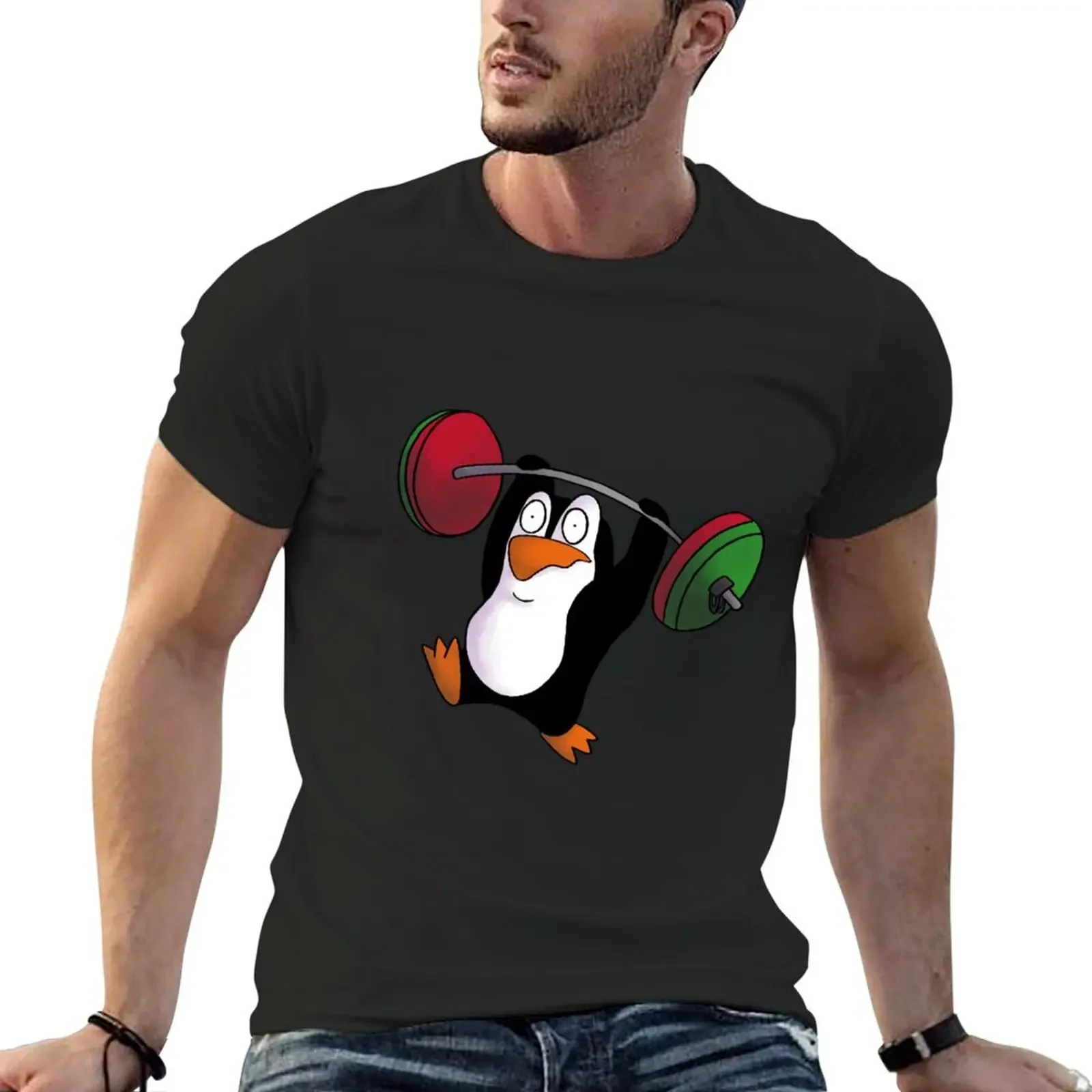 

Penguin weightlifting T-Shirt oversized plain quick-drying anime mens graphic t-shirts anime