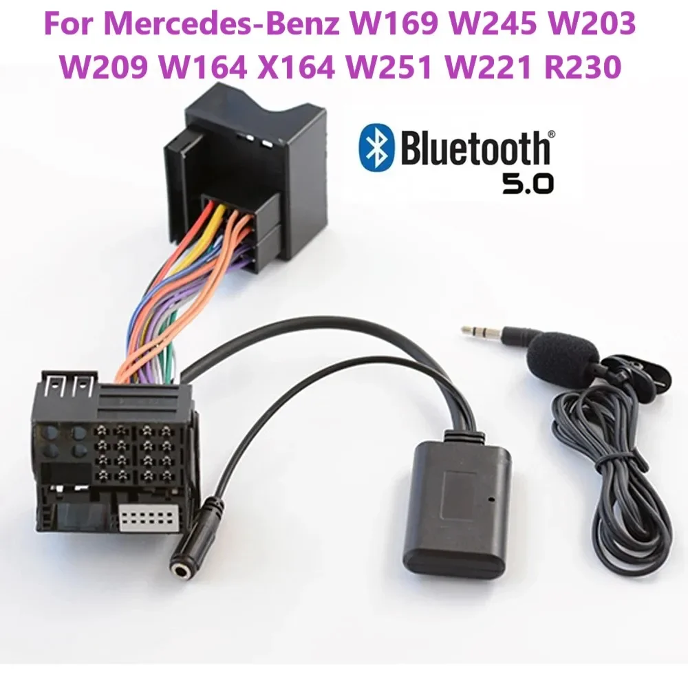 For Mercedes-Benz W169 W245 W203 W209 W164 X164 W251 W221 R230 CD20 30 Bluetooth 5.0 Music Audio Adapter Microphone Cable