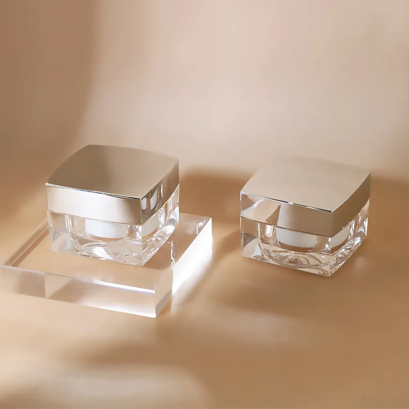 10 Stück 15g Leere Quadratische Cremetiegel, Acryl-Kosmetikbehälter, Klare Dosen für Make-up, Reisebehälter, Nachfüllbare Flaschen – Detail 1