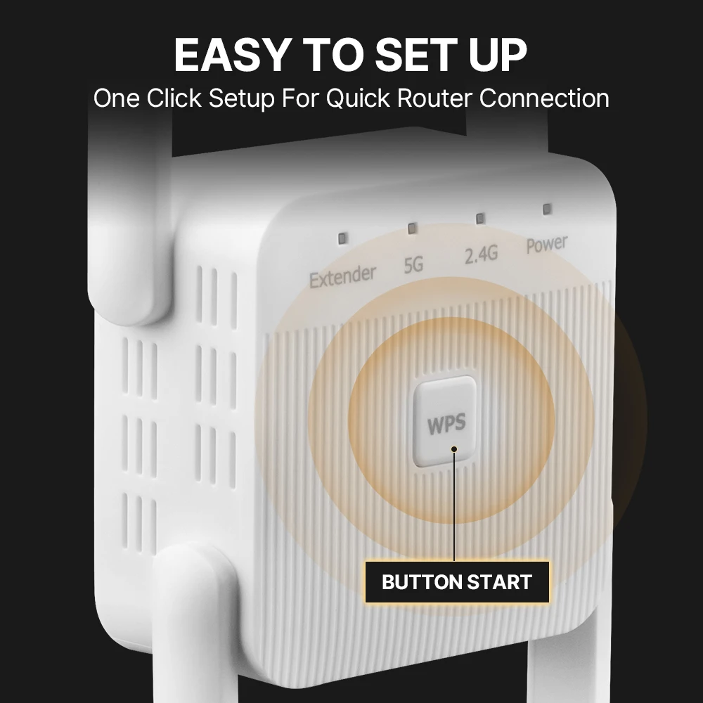 デュアルバンド AC1200 WiFi リピーター 1200Mbps EU/US ワイヤレス信号ブースター 2.4G/5GHz カバレッジ WPS 設定ネットワークリピーター家庭用