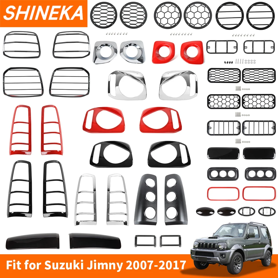 SHINEKA Car Headlight Taillight Fog Light Lamp Decoration Cover For Suzuki Jimny 2007 2008 2009 2010-2017 Exterior Accessories