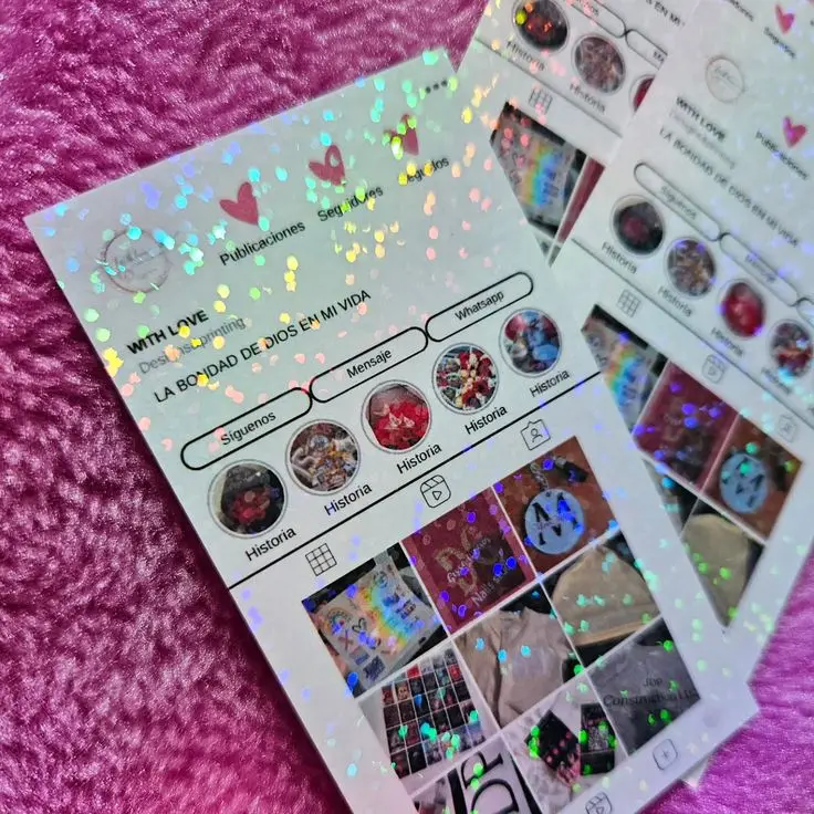 

Custom Glossy Holographic Business Cards Printing Luxury Cards Loyalty Cards with Logo and QR Code For Hair Nail Jewellery Salon