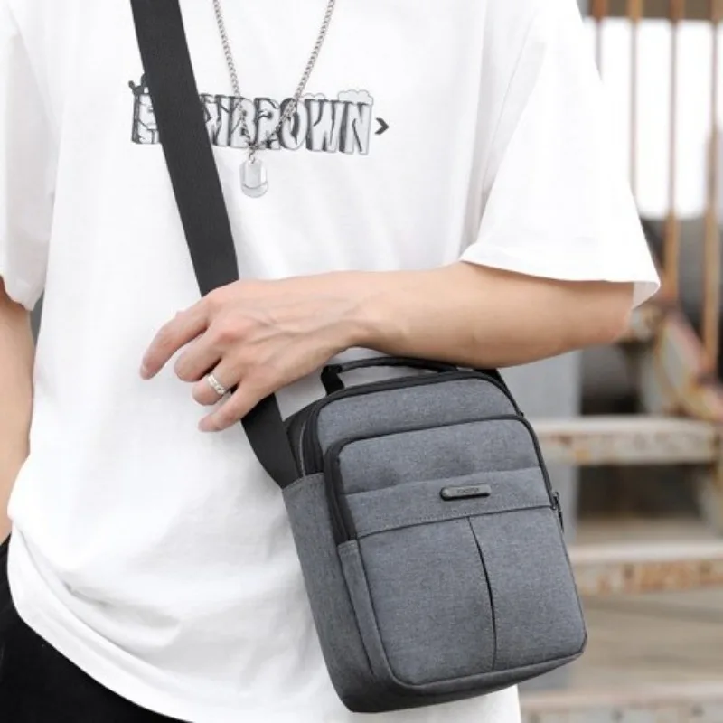 2026 Oxford Cloth Men's Crossbody Bag Multi-layer Large Capacity Business Shoulder Bag Waterproof Zipper Messenger Bag