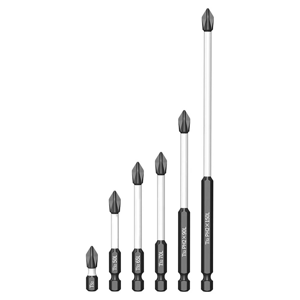 1pc Electric PH2 Cross Screwdriver Impact Batch Head Magnetic Screw Driver Bits Non-slip WaterProof Bits Hand Tools 25-150mm