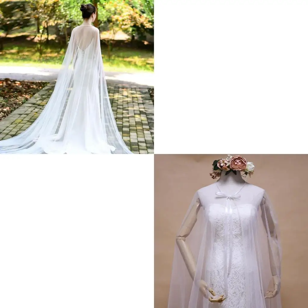 

652F Evening Wrap Shawl White Bridal Cloak For Wedding Dress Female Summer Wedding Bridal Sunscreen Shawl Wraps Evening