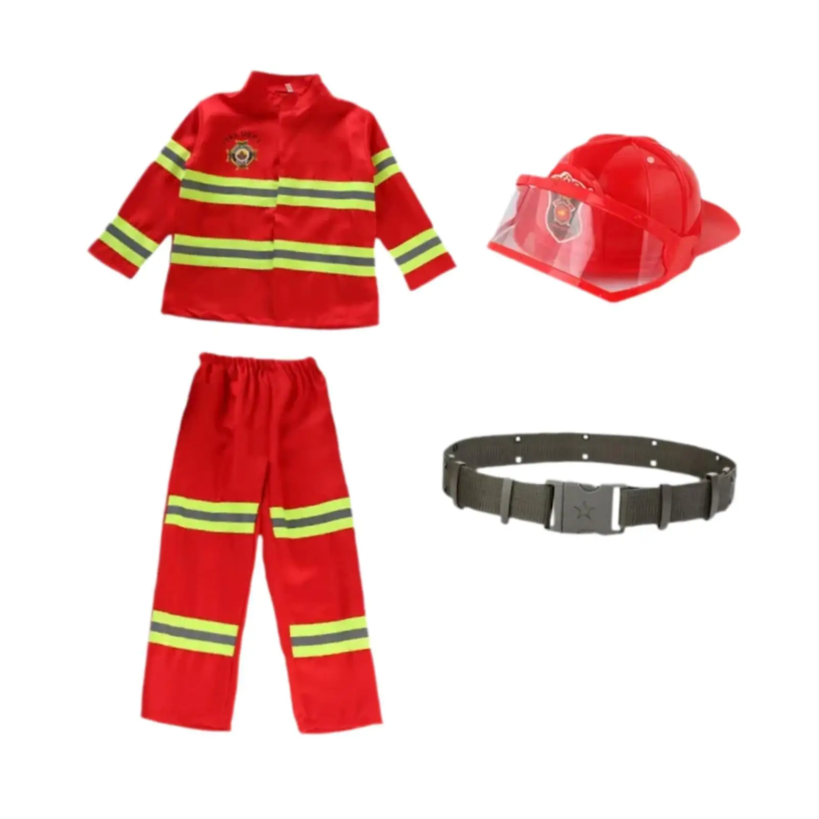 مجموعة لعب دور رجال الإطفاء للأطفال زي رجل الإطفاء من البوليستر مع معدات قبعة لعيد الميلاد والهالوين #4