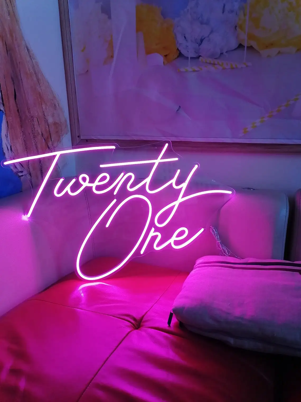 Twenty One neon lights Happy Birthday Wedding Decor For Party Bar Pub Home Flex Aesthetic Room Letrero Neon Mural  led sign led