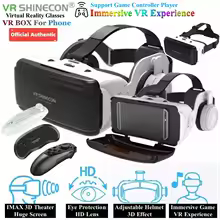 Virtual Reality VR Glasses IMAX Huge Screen 3D Glasses Google Cardboard Box VR Helmet for 4.5-6.53" Phone,Support Game Joysticks