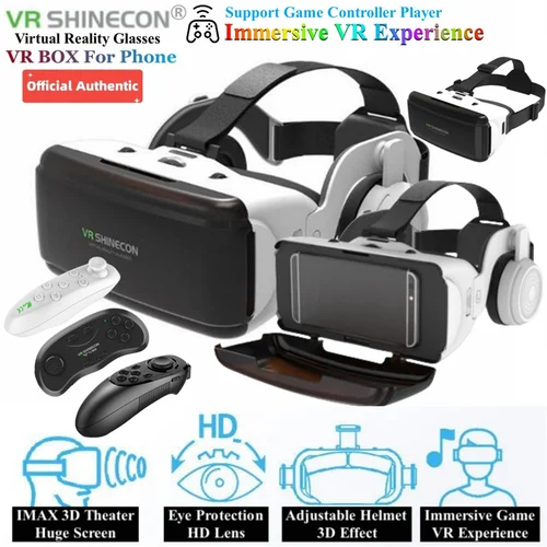 Gafas VR de realidad Virtual IMAX, gafas 3D con pantalla enorme, casco VR con caja de cartón de Google para teléfono de 4,5-6,53 "", compatible con Joysticks de juego