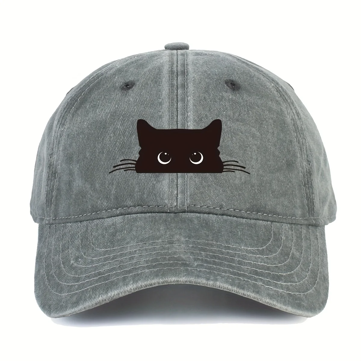 Cute cat print adjustable baseball cap for men and women, casual wear for outdoor travel, sun shading duckbill cap