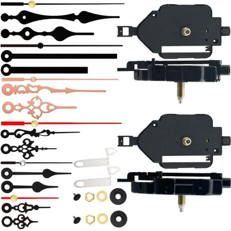 2 Pack Pendulum Clock Mechanism Replacement Kits Quartzs Clock Movement with 6 Pair of Clock Hands for DIY Clock Repair 