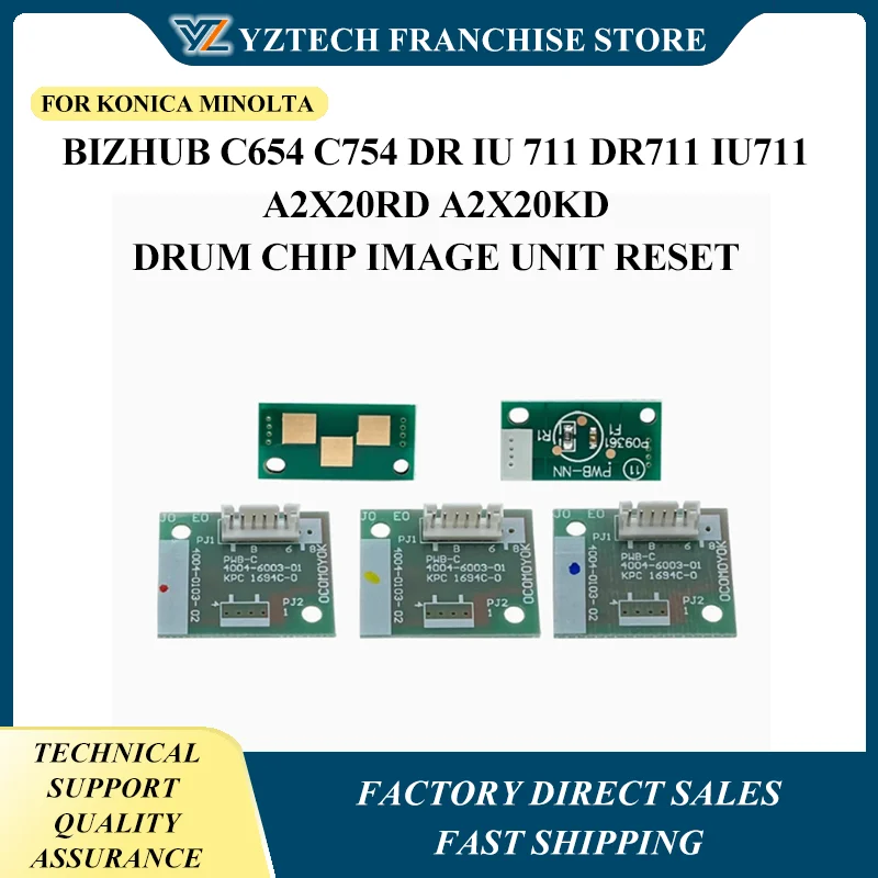 

4PCS WW DR711 IU711 A2X20RD A2X20KD Drum Chip Image Unit Reset For Konica Minolta Bizhub C654 C754 DR IU 711