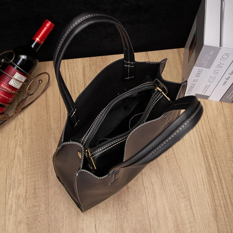 PU Leather Men Tote Bags Fashion Handbags Men Retro Briefcase Bag Korean Style Male Shoulder Bags