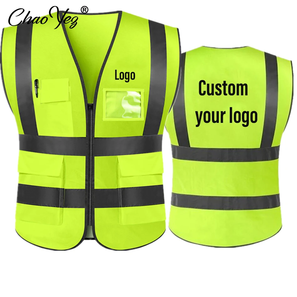 

Custom Your Text Logo High Visibility Security Reflective Vest Personalized Construction Traffic Outdoor Safety Cycling Wear