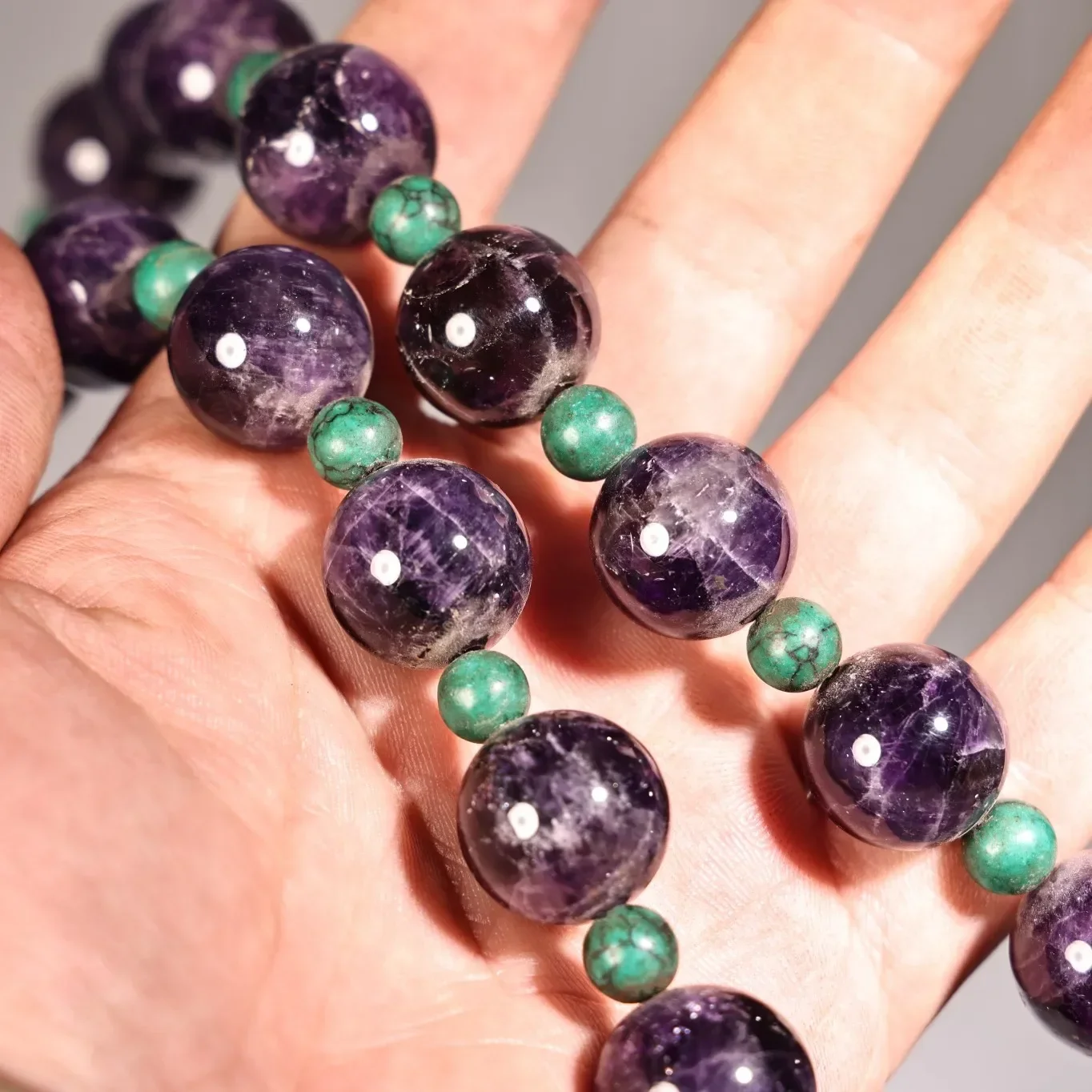 

14"Tibetan Temple Collection Old Natural Crystal 18 Buddha Beads Necklace Pendant Amulet Bead Town house Exorcism