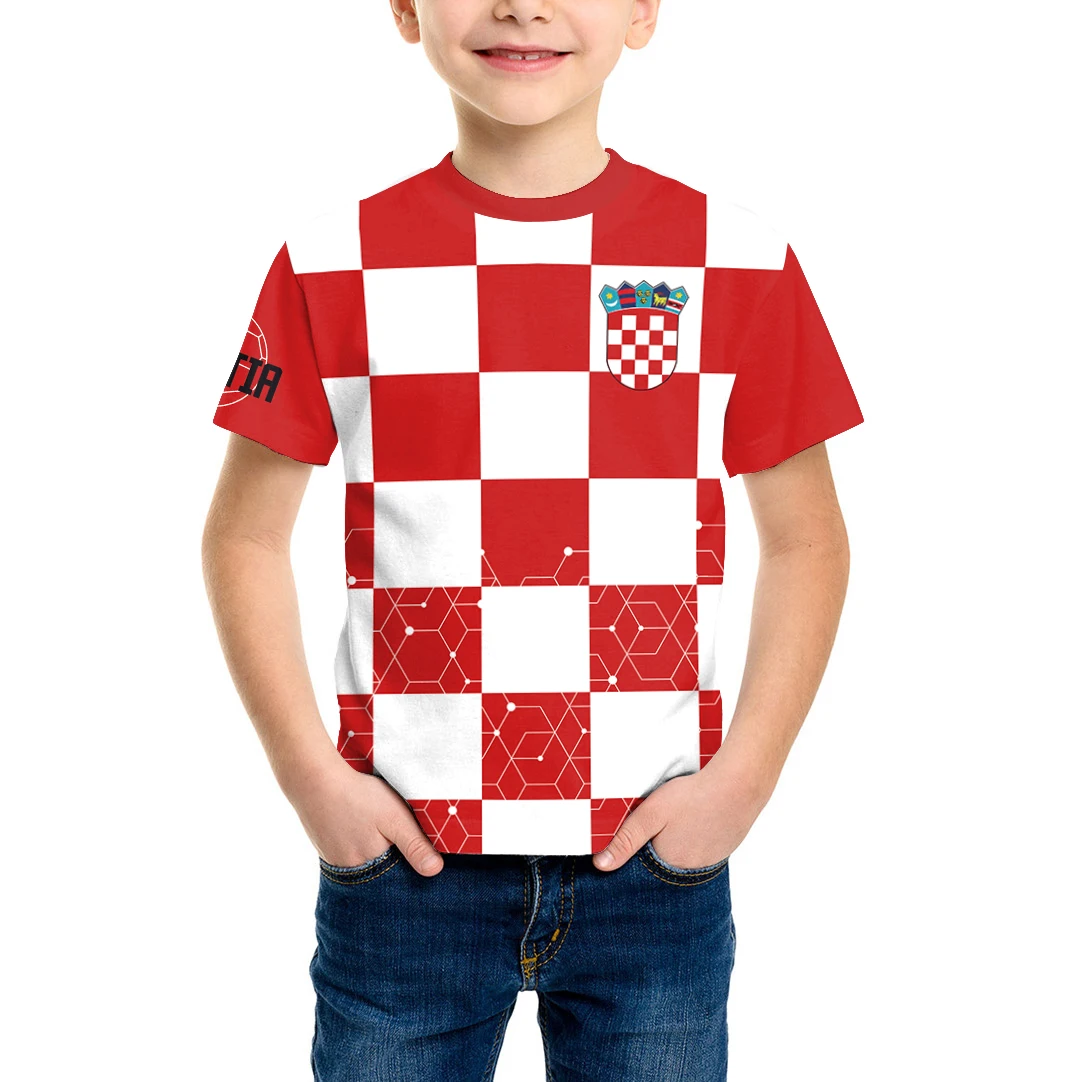 Sommer europäische Tasse Kinder Party 3d Printi Fußball Match Trikot Fußball Trikots T-Shirt Tops Jungen Kurzarm Cosplay Kostüm