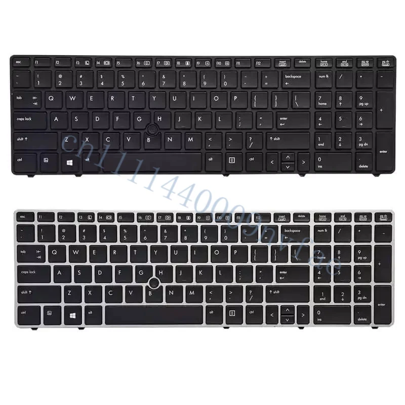 New Laptop Keyboard for HP Elitebook 8560P 8570P, Probook 6560B 6570B Series Sliver Black Frame with Pointer US Layout 0.3