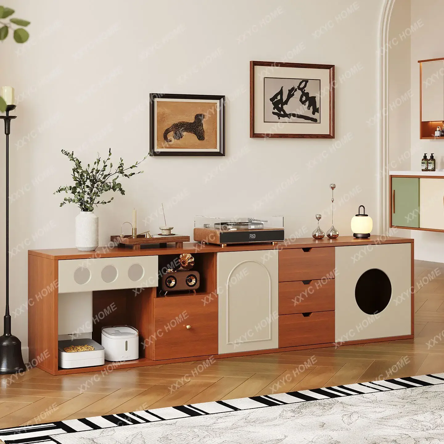 

New Pet Cat Nest TV Cabinet Cat Villa House Household Indoor People and Cats Shared Furniture