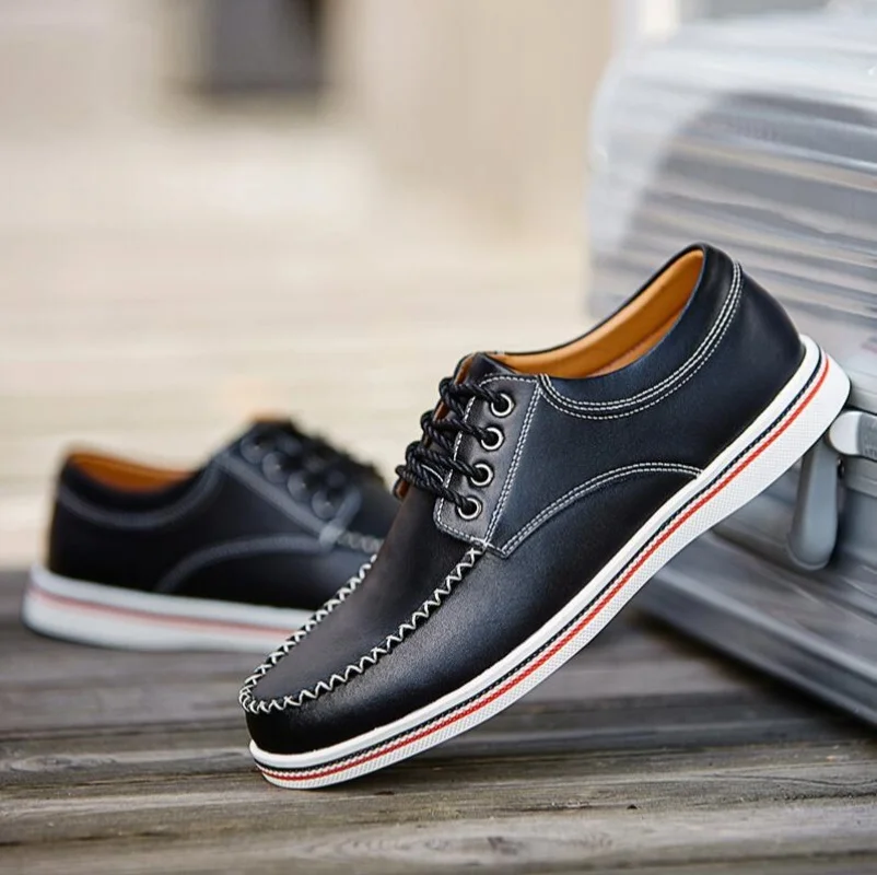 

Мужские лоферы на шнуровке, мужские туфли из натуральной кожи, деловые офисные кожаные мужские повседневные мокасины на плоской подошве