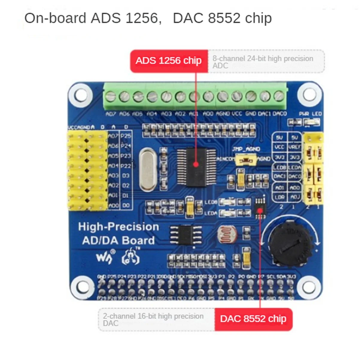 For High Precision AD/DA Expansion Board Digital Module Compatible with 4B/3B+/ NANO Module