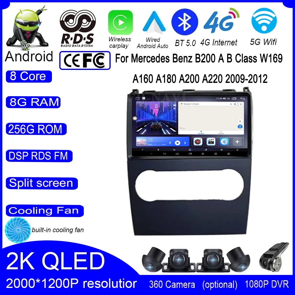 

For Mercedes Benz B200 A B Class W169 A160 A180 A200 A220 2009-2012 Car Multimedia Player Video GPS Navigation Carplay Stereo