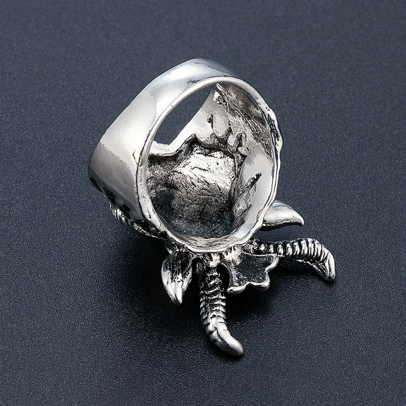 خاتم رجالي من خليط معدني برأس الماعز Baphomet ، مجوهرات بانك قوطي خماسي شيطاني ، خاتم هيب هوب للدراجات النارية بلون فولاذي لهدايا ماني